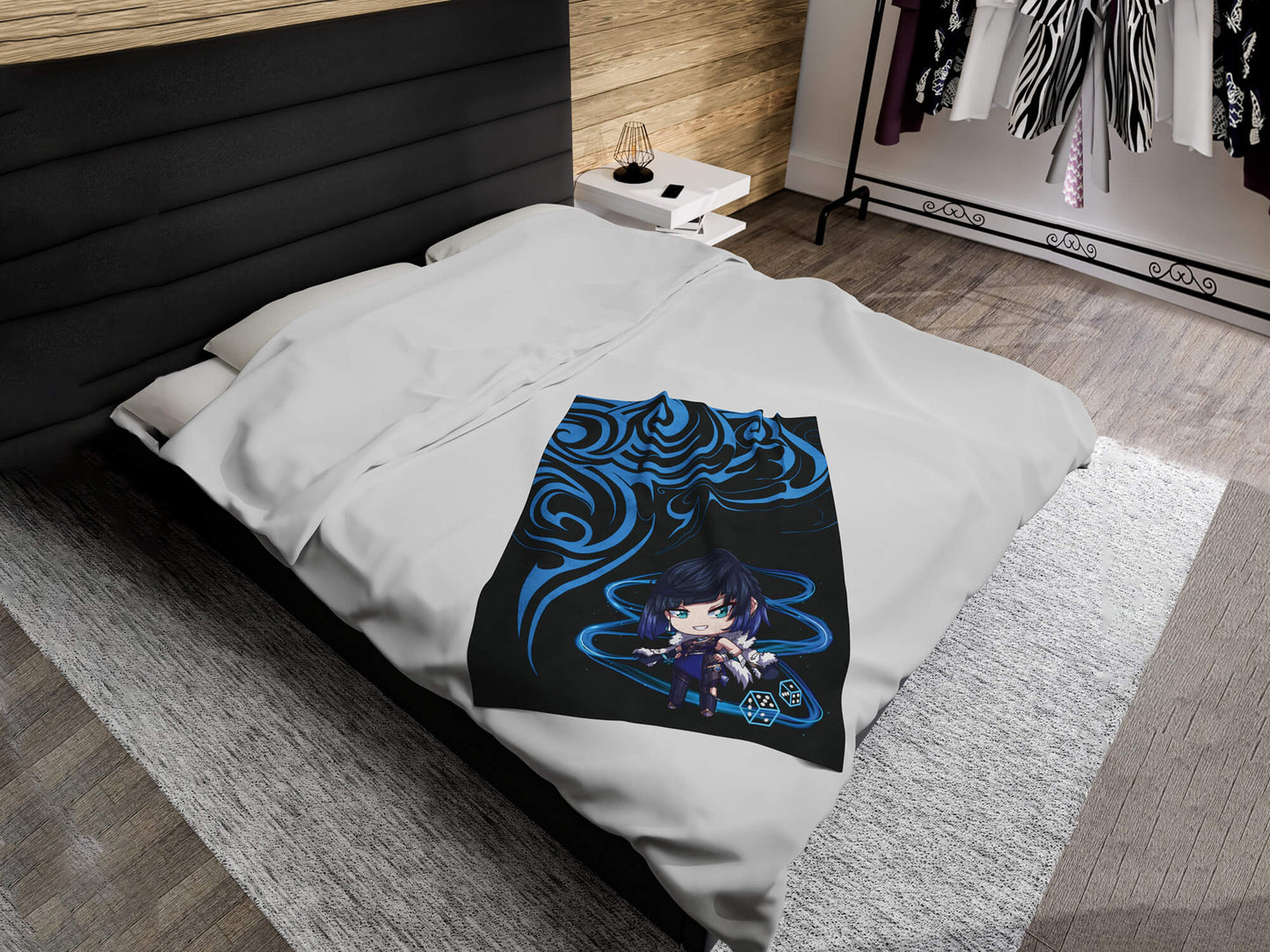 Chibi Yelan Velveteen Blanket (Limited Edition Genshin Fan Made) - 30" × 40"