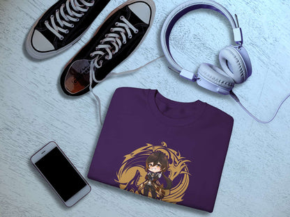 Chibi Zhongli Sweatshirt (Limited Edition Fan Made) - Purple