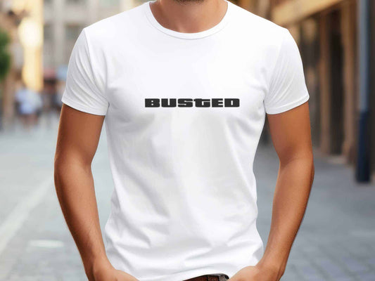 GTA Inspired "Busted" Minimalist Shirt - White