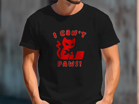 I Can't PAWS Cat Gamer Shirt - Black