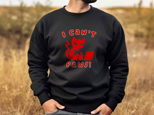Gamer Cat "I Can't Paws" Sweatshirt -