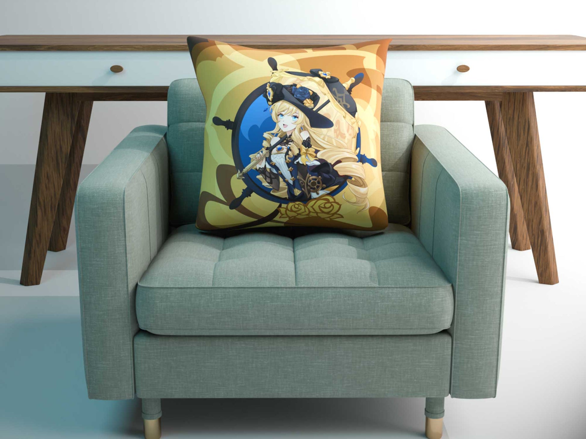 Navia Square Pillow (Limited Edition Genshin Fan Made) -