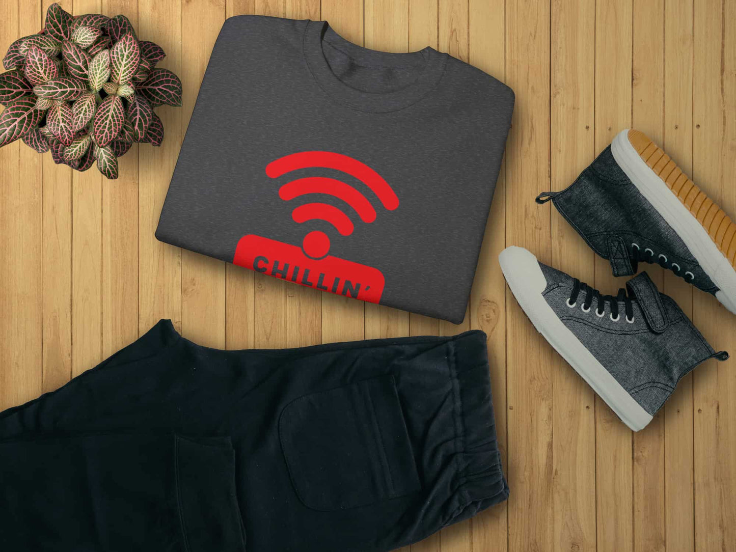 WiFi Icon Sweatshirt - Dark Heather